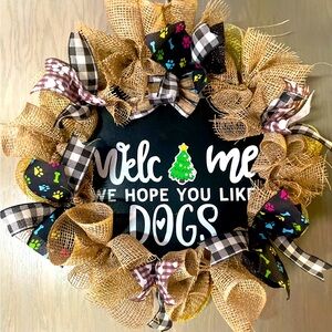 “We Hope You Like Dogs” Deco Mesh Wreath